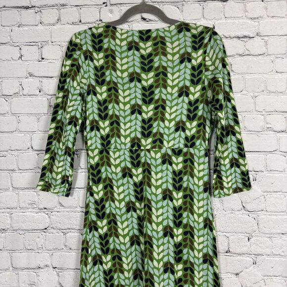 Boden Knit Knot Twist Front Jersey Printed Midi Day Dress Womens 6 Green Multi - Picture 9 of 11